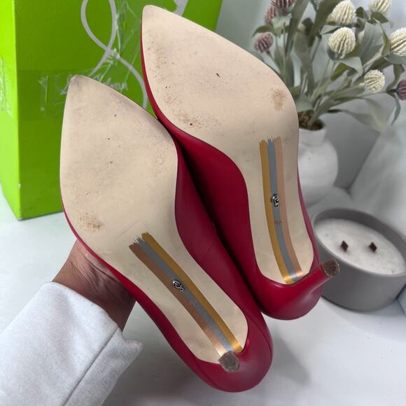 Sam Edelman Hazel Leather Pointed Toe Pump Red Women's 9.5W Read Desc - Picture 8 of 11